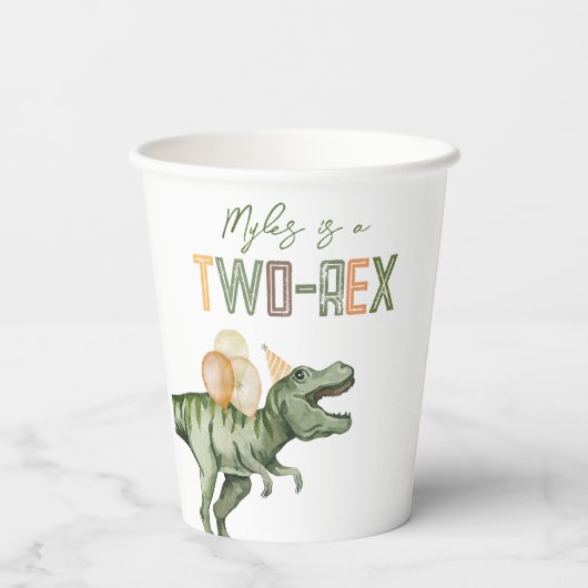 Twee-Rex verjaardagsfeestje bekers (Achterkant)