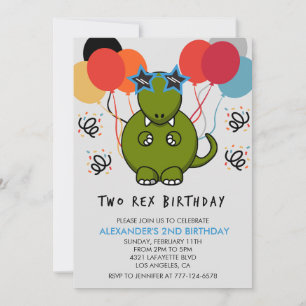 Twee rex verjaardagsuitnodigingen Cute kids dino Kaart