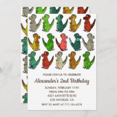 Twee rex verjaardagsuitnodigingen dinomite party k kaart (Voorkant / Achterkant)