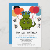 Twee rex verjaardagsuitnodigingen Schattige Funny Kaart (Voorkant / Achterkant)