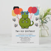 Twee rex verjaardagsuitnodigingen Schattigee kinde Kaart (Staand voorkant)