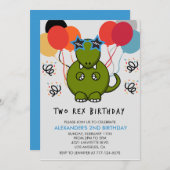 Twee rex verjaardagsuitnodigingen Schattigee kinde Kaart (Voorkant / Achterkant)