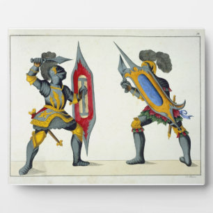 Twee ridders vechten, bord uit 'Een geschiedenis v Fotoplaat