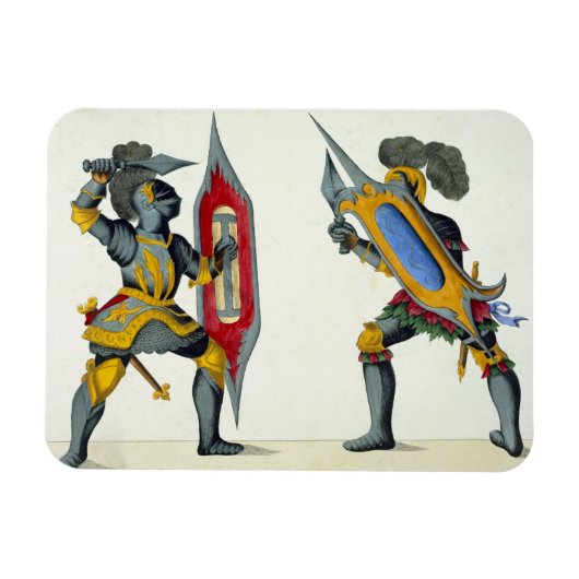 Twee ridders vechten, bord uit 'Een geschiedenis v Magneet (Horizontaal)