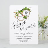 Twee ringen als een vlakke bruiloft uitnodiging (Staand voorkant)