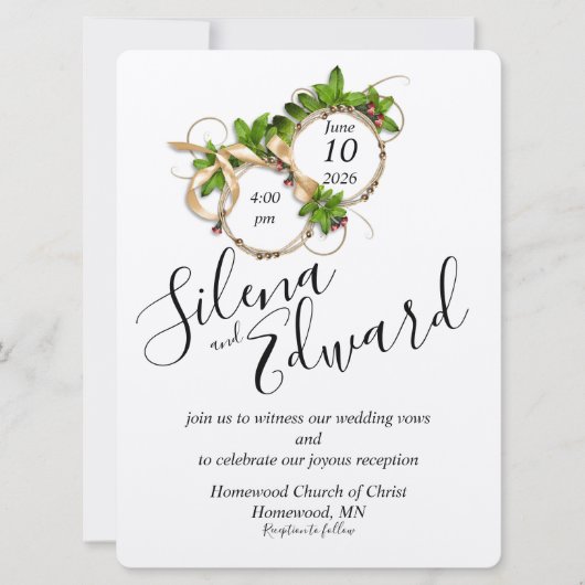 Twee ringen als een vlakke bruiloft uitnodiging (Voorkant)