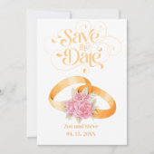 Twee Ringen Bewaar de Datum Bruiloft Uitnodiging (Voorkant)