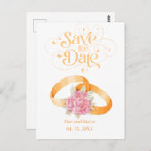 Twee Ringen Bewaar de Datum Bruiloft Uitnodiging (Voorkant / Achterkant)