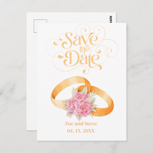 Twee Ringen Bewaar de Datum Bruiloft Uitnodiging (Voorkant / Achterkant)