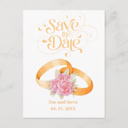 Twee Ringen Bewaar de Datum Bruiloft Uitnodiging (Voorkant)