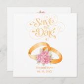Twee ringen Save the Date Trouw Uitnodiging (Voorkant / Achterkant)
