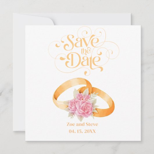 Twee ringen Save the Date Trouw Uitnodiging  (Voorkant)