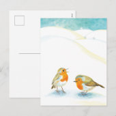 Twee Robin Redborsts in Winter Feestdagenkaart (Voorkant / Achterkant)