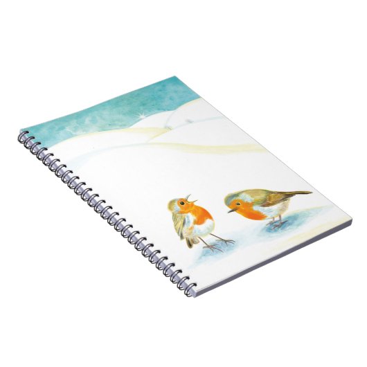 Twee Robin redborsts in Winter Notitieboek (Rechterzijde)