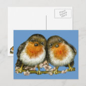 twee robins briefkaart (Voorkant / Achterkant)