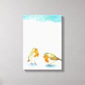 Twee Robins in Wintertime Canvas Afdruk (Voorkant)