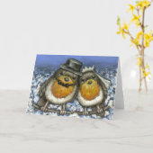 Twee robins kaart (Gele Bloem)