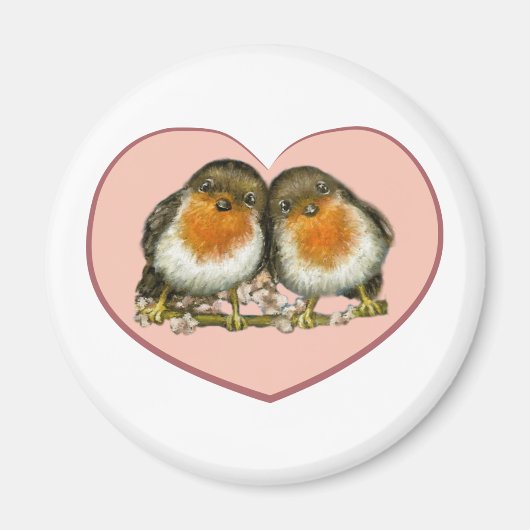 Twee robins magneet (Voorkant)