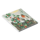 Twee robins op een hek in de sneeuw notitieblok (Schuin)