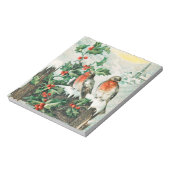 Twee robins op een hek in de sneeuw notitieblok (Linkerzijde)