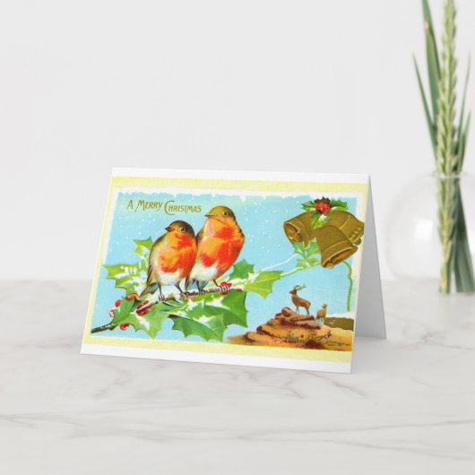 Twee robins op heilig feestdagen kaart (Voorkant)