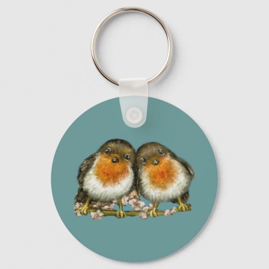 twee robins sleutelhanger (Voorkant)