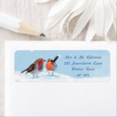 Twee robins, sneeuw etiket (Insitu)