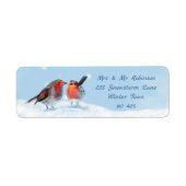 Twee robins, sneeuw etiket (Voorkant)