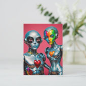 Twee Robots in Love Pride Briefkaart (Staand voorkant)