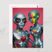Twee Robots in Love Pride Briefkaart (Voorkant / Achterkant)