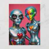 Twee Robots in Love Pride Briefkaart (Voorkant)
