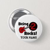 Twee Rocks. met Guitar Ronde Button 5,7 Cm (Voorkant /achterkant)