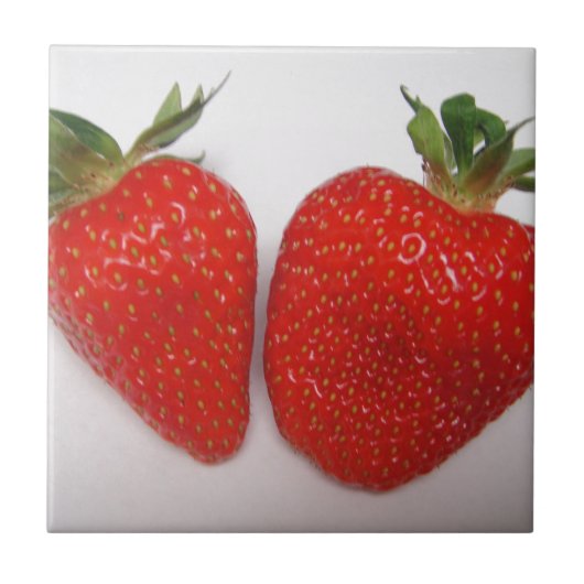 Twee rode aardbeien tegeltje (Voorkant)