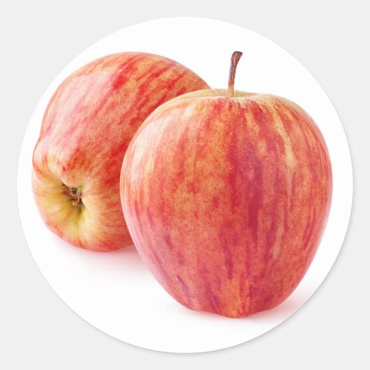 Twee rode appels ronde sticker (Voorkant)
