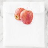 Twee rode appels ronde sticker (Tas)