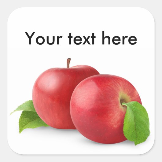 Twee rode appels vierkante sticker (Voorkant)