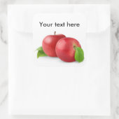 Twee rode appels vierkante sticker (Tas)