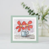 Twee rode bloemen Waterverf Wenskaart Kaart (Staand voorkant)