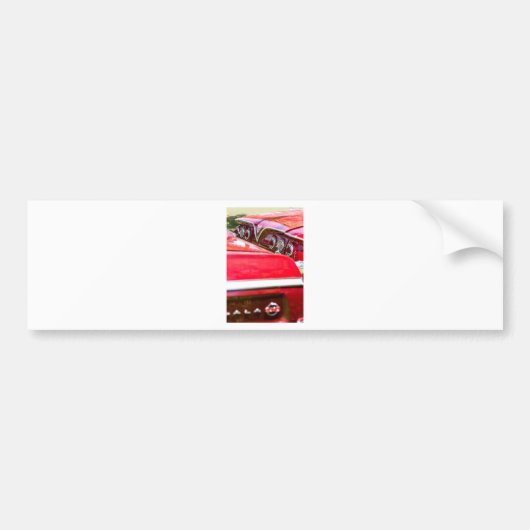 Twee Rode Chevy Impalas met licht Bumpersticker (Voorkant)