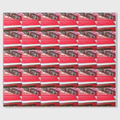 Twee Rode Chevy Impalas met licht Cadeaupapier (Vlak)