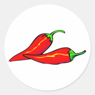 Twee Rode Chili-paprika's aan de zijkant Ronde Sticker