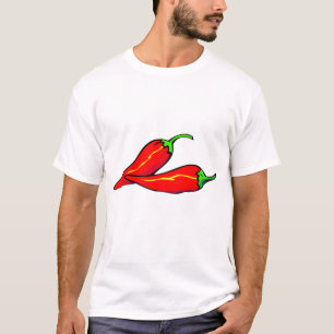 Twee Rode Chili-paprika's aan de zijkant T-shirt