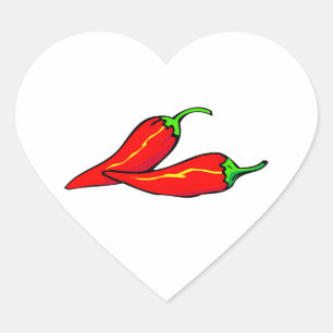 Twee Rode Chili-paprika's aan zij Hart Sticker