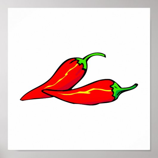 Twee Rode Chili-paprika's aan zij Poster (Voorkant)