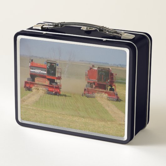 Twee rode combinaties voor boeren Metaal Lunchbox (Achterkant)
