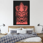 Twee rode demonen met zwaarden canvas afdruk (Insitu (Slaapkamer))