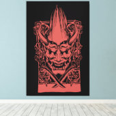 Twee rode demonen met zwaarden canvas afdruk (Insitu (Houten vloer))