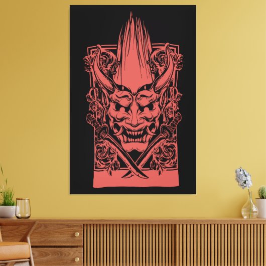 Twee rode demonen met zwaarden canvas afdruk (Insitu (Woonkamer))