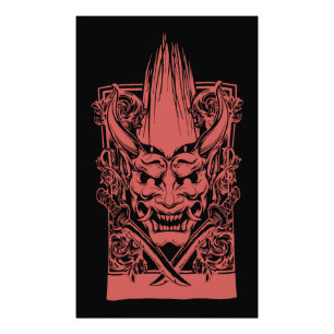 Twee rode demonen met zwaarden foto afdruk