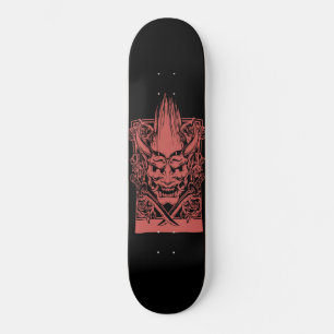 Twee rode demonen met zwaarden persoonlijk skateboard